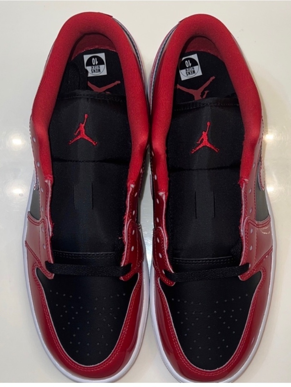Air Jordan 1 Low “Bred” Patent Leather - Red/Black/White Size 10 NWOT - Picture 5 of 7